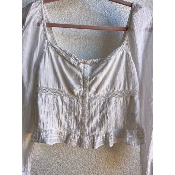 American Eagle White Lace Crochet Victorian Corset Crop Top MD - Picture 4 of 9